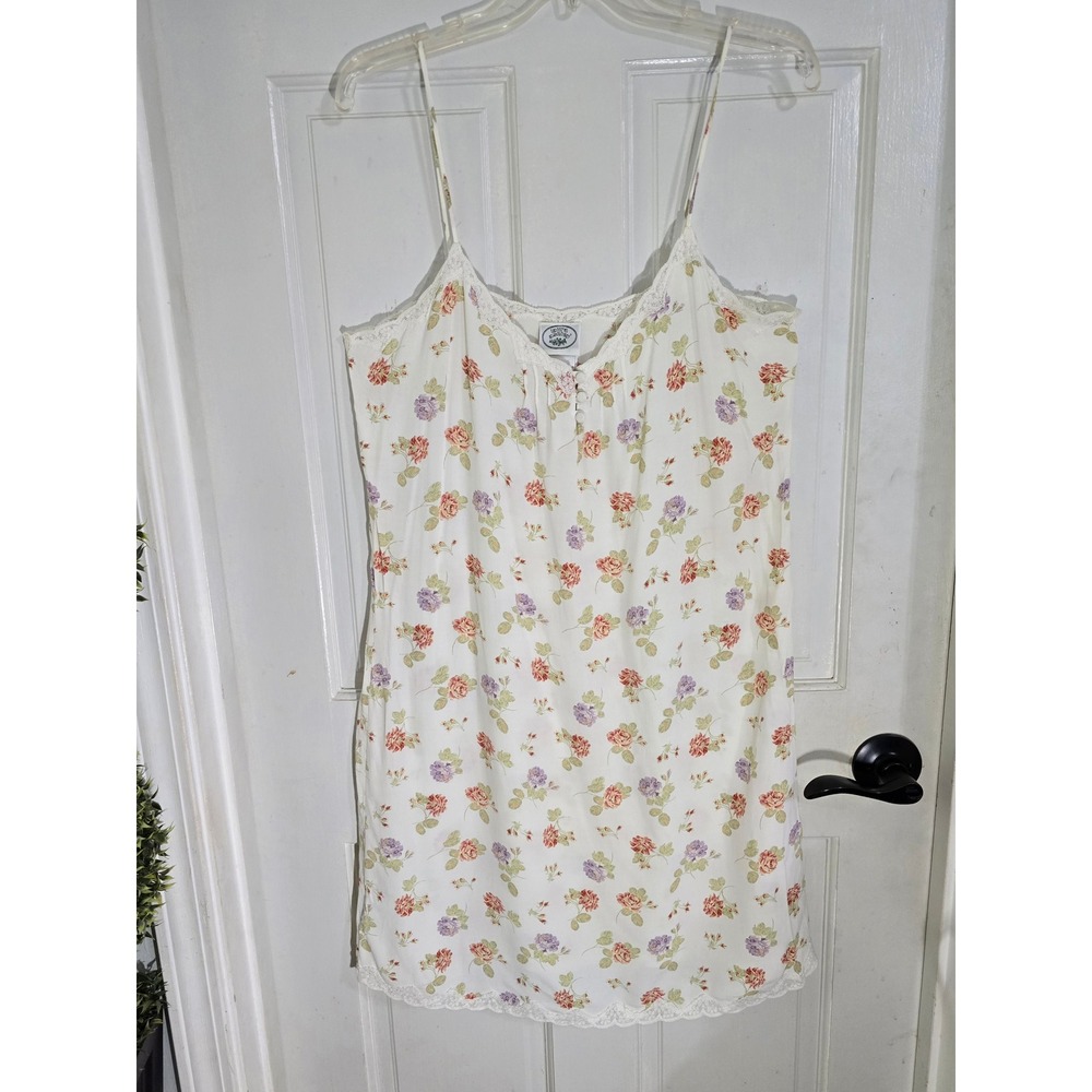 Laura Ashley Vintage Floral Lace Trimmed Cami Cottage Core Slip Dress Large - Picture 7 of 12
